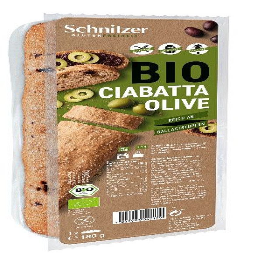 Pan Ciabatta con Aceitunas Sin Gluten Bio · Schnitzer · 180 gramos
