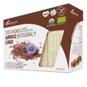Tostadas de Arroz Integral y Lino · Soria Natural · 85 gramos